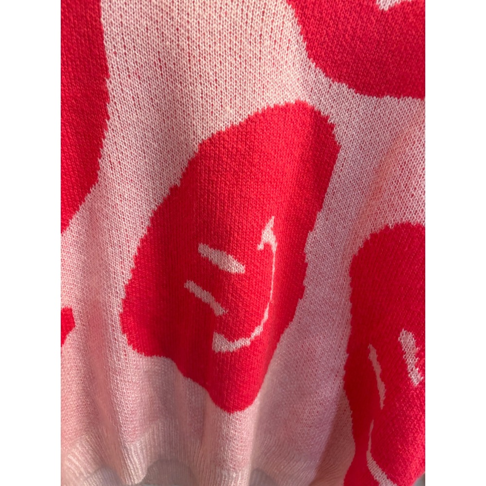 Altar'd State Pink Red Smiley Face Crewneck Sweater Small BRW02809-ATS - Picture 7 of 10